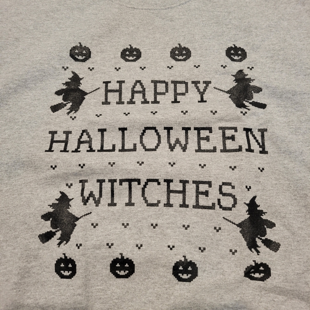 NWT ResisDentz Gildan Happy Halloween Witches Crew Neck Sweatshirt Unisex Large - Picture 3 of 9